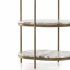 Discount 😉 FOUR HANDS CANYON MARBLE TIERED OVAL END TABLE 💯 14 FOUR HANDS CANYON MARBLE TIERED OVAL END TABLE