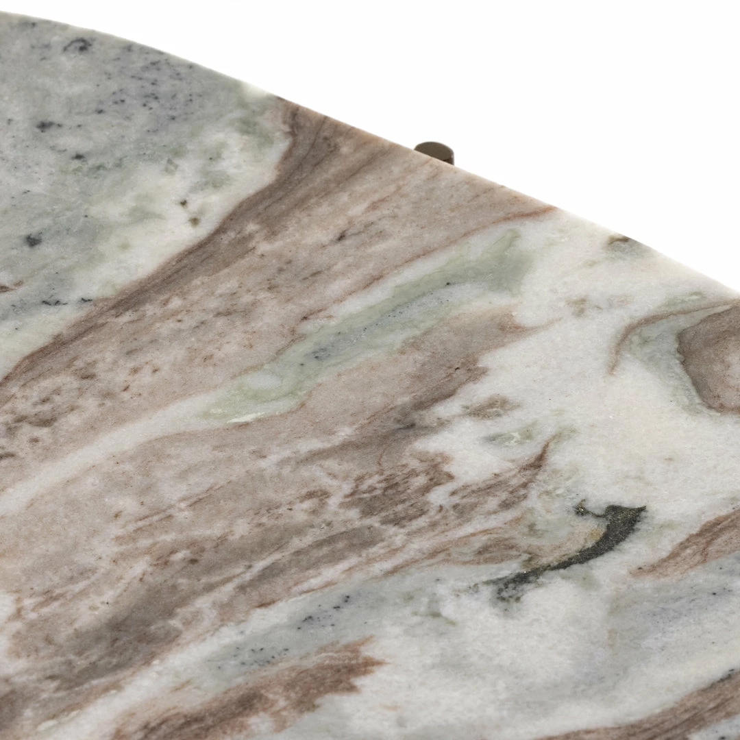 Discount 😉 FOUR HANDS CANYON MARBLE TIERED OVAL END TABLE 💯 9 FOUR HANDS CANYON MARBLE TIERED OVAL END TABLE