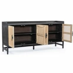 FOUR HANDS Furniture CAPRICE BLACK WASH MANGO + CANE SIDEBOARD