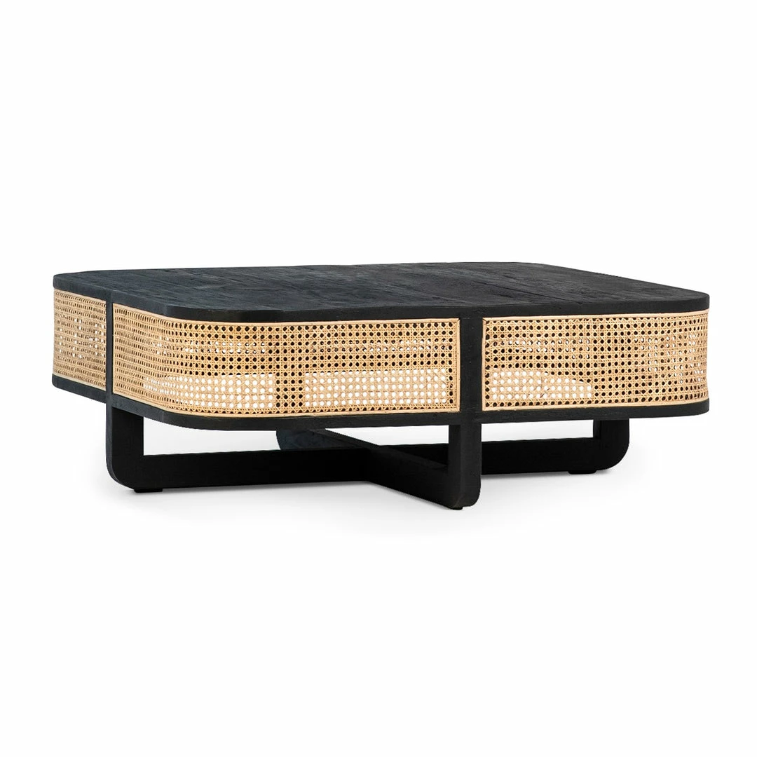 Best Sale ๐ DOVETAIL CARLO BLACK + NATURAL CANE COFFEE TABLE Furniture ๐ 2 DOVETAIL CARLO BLACK + NATURAL CANE COFFEE TABLE Furniture