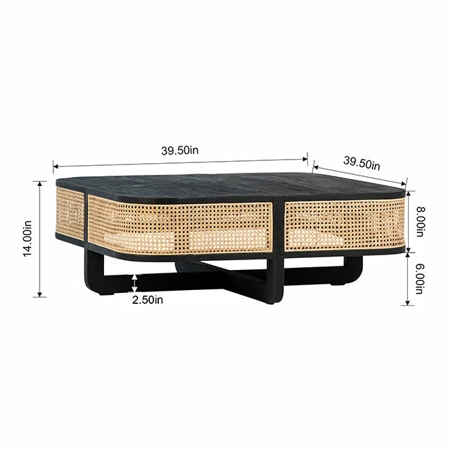 Best Sale ๐ DOVETAIL CARLO BLACK + NATURAL CANE COFFEE TABLE Furniture ๐ 5 DOVETAIL CARLO BLACK + NATURAL CANE COFFEE TABLE Furniture