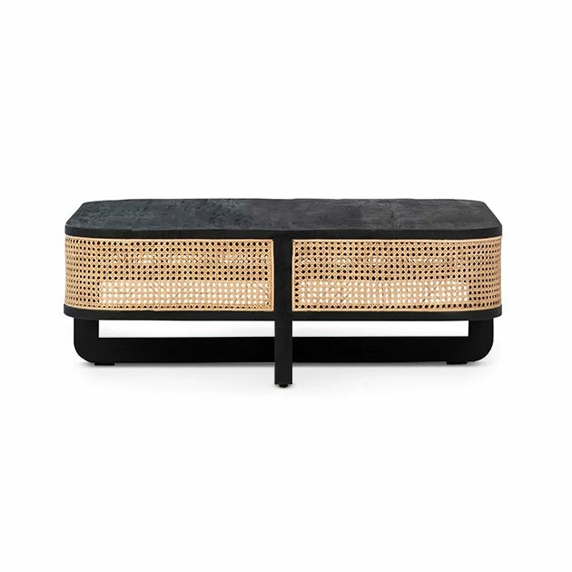 Best Sale ๐ DOVETAIL CARLO BLACK + NATURAL CANE COFFEE TABLE Furniture ๐ 1 DOVETAIL CARLO BLACK + NATURAL CANE COFFEE TABLE Furniture