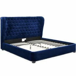 TOV CARMEN TUFTED BED: BLUE VELVET Bedroom