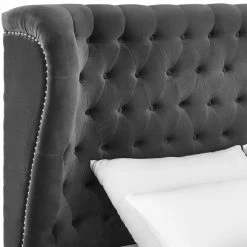 TOV CARMEN TUFTED BED: GRAY VELVET