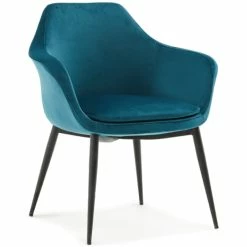 VIG Kitchen + Dining CARSON TEAL VELVET DINING ARM CHAIR