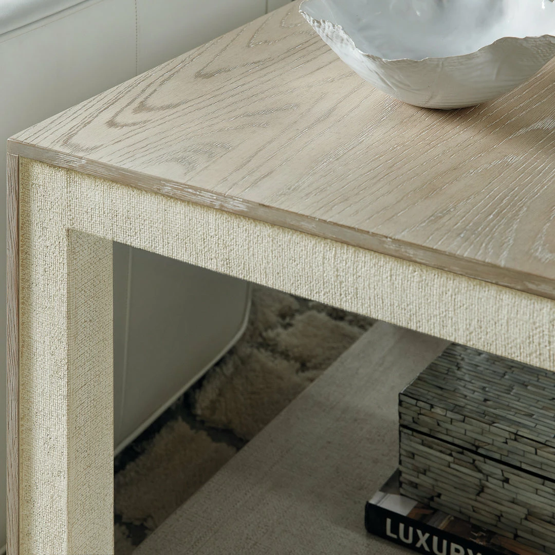 Hot Sale ๐ HOOKER CASCADE WOOD + BURLAP END TABLE ๐ 4 HOOKER CASCADE WOOD + BURLAP END TABLE