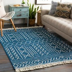SURYA CHAYA TEXTURED WOOL FLATWEAVE: BLUE Rug