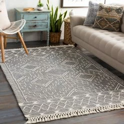 SURYA Rug CHENOA TEXTURED WOOL FLATWEAVE: CHARCOAL