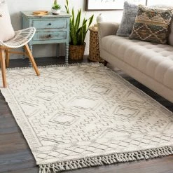 SURYA Rug CHENOA TEXTURED WOOL FLATWEAVE: IVORY
