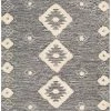 SURYA CHEROKEE BORDERED WOOL RUG: BLACK + CREAM