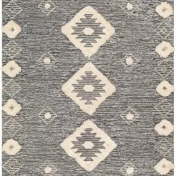 SURYA CHEROKEE BORDERED WOOL RUG: BLACK + CREAM