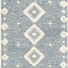 SURYA CHEROKEE BORDERED WOOL RUG: NAVY + CREAM