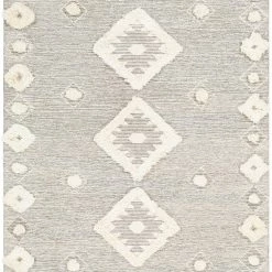 SURYA CHEROKEE BORDERED WOOL RUG: STONE + CREAM