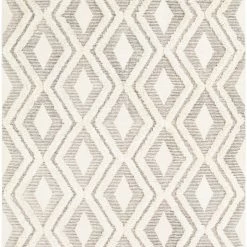 SURYA CHEROKEE DIAMOND WOOL RUG: CREAM + STONE