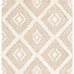 SURYA CHEROKEE DIAMOND WOOL RUG: BEIGE + CREAM