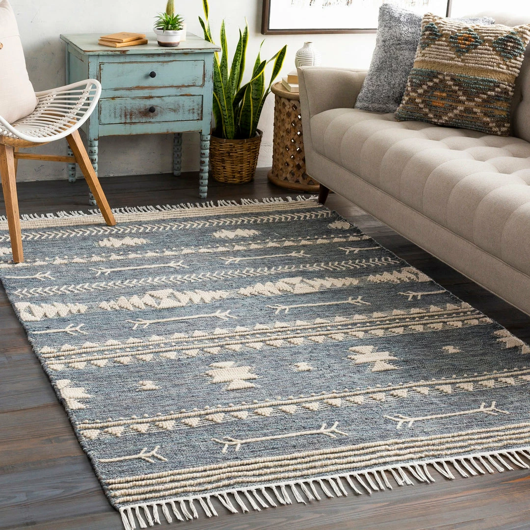 Promo โค๏ธ SURYA CHEYENNE TEXTURED JUTE + WOOL RUG: DENIM ๐ 2 SURYA CHEYENNE TEXTURED JUTE + WOOL RUG: DENIM
