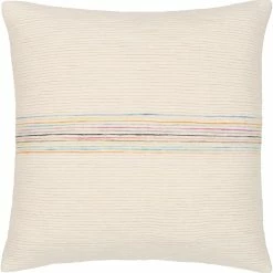 SURYA Pillows + Decor SNOWY TEXTURED COTTON PILLOW: MULTI STRIPE