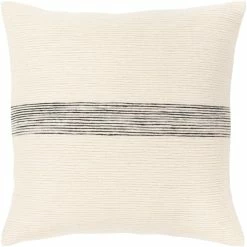 SURYA SNOWY TEXTURED COTTON PILLOW: BLACK STRIPE Pillows + Decor