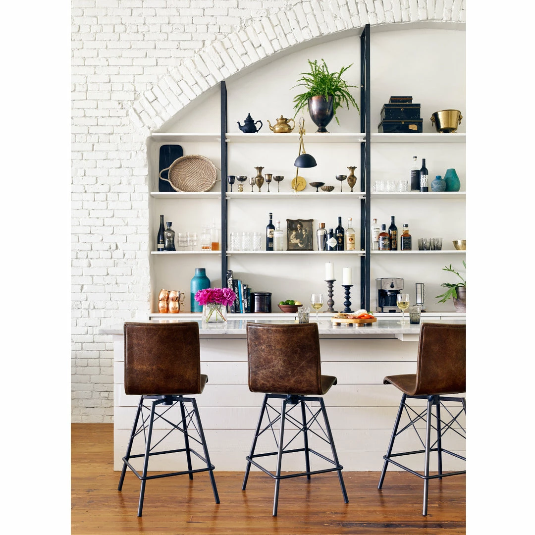 Outlet ⭐ FOUR HANDS DIAW COUNTER STOOL: HAVANA LEATHER ❤️ 5 FOUR HANDS DIAW COUNTER STOOL: HAVANA LEATHER