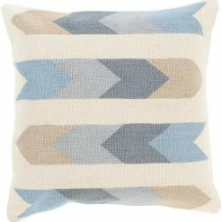 SURYA ARIZONA ARROWS KILIM PILLOW: DENIM, KHAKI