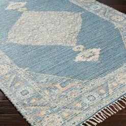 SURYA CLARA PRINTED JUTE RUG: BLUE MULTI