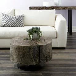 PHILLIPS COLLECTION CLOVER ROUND GREY STONE COFFEE TABLE Furniture