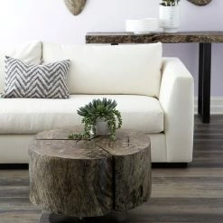 PHILLIPS COLLECTION CLOVER ROUND GREY STONE COFFEE TABLE Furniture