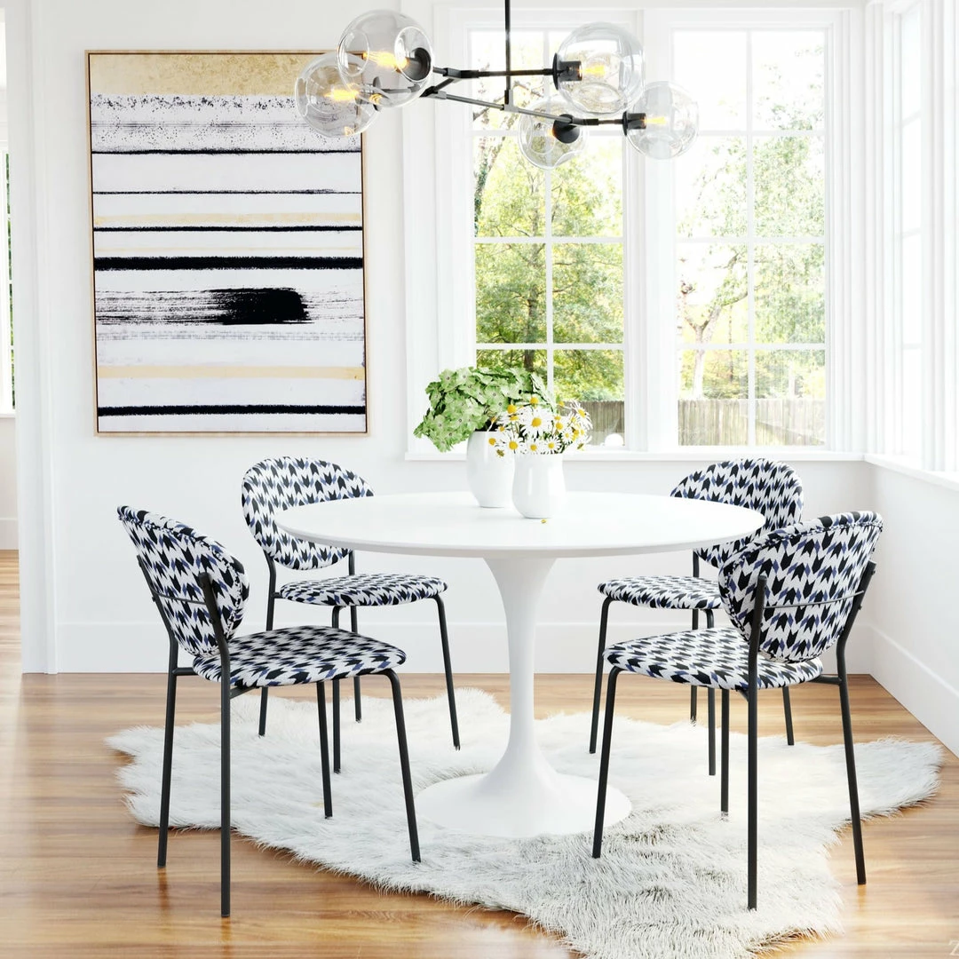 Buy 🔥 ZUO CLYDE GEOMETRIC PRINT DINING CHAIR | SET OF 2 ⭐ 2 ZUO CLYDE GEOMETRIC PRINT DINING CHAIR | SET OF 2