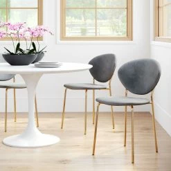 ZUO CLYDE VELVET + GOLD DINING CHAIR | SET OF 2