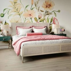 TOV Furniture COCO ALMOND CANE PANEL BED