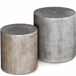URBIA Living Room CONCRETE PEDESTAL TABLES | SET OF 2