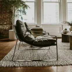 Best deal 𧨠MOES CONNOR ONYX BLACK LEATHER SLING CHAIR π 15 MOES CONNOR ONYX BLACK LEATHER SLING CHAIR