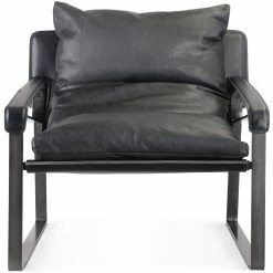 MOES CONNOR ONYX BLACK LEATHER SLING CHAIR