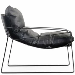 MOES CONNOR ONYX BLACK LEATHER SLING CHAIR