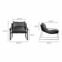 Best deal 𧨠MOES CONNOR ONYX BLACK LEATHER SLING CHAIR π 17 MOES CONNOR ONYX BLACK LEATHER SLING CHAIR