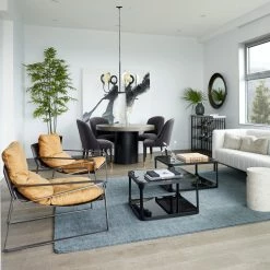 MOES Living Room CONNOR SUNBAKED TAN LEATHER SLING CHAIR