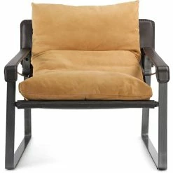 MOES Living Room CONNOR SUNBAKED TAN LEATHER SLING CHAIR
