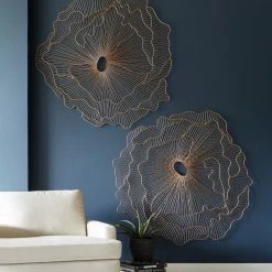 PHILLIPS COLLECTION COPPER POPPY FLOWER WALL DECOR Wall Sculptures + Decor