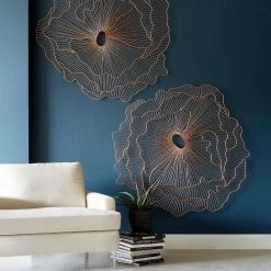 PHILLIPS COLLECTION COPPER POPPY FLOWER WALL DECOR Wall Sculptures + Decor