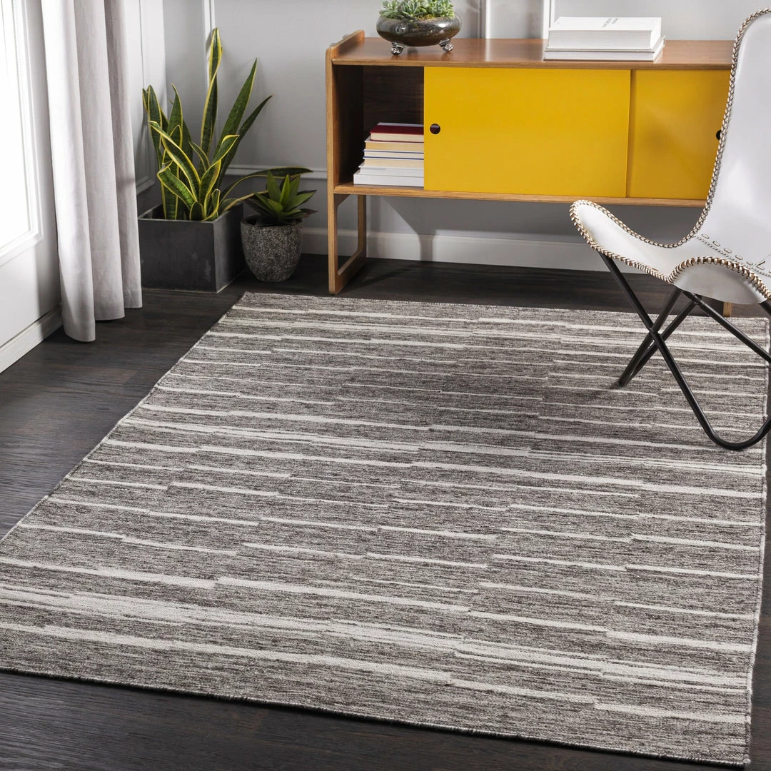 Buy π SURYA MAKI WOOL + VISCOSE FLAT RUG: CHARCOAL 𧨠2 SURYA MAKI WOOL + VISCOSE FLAT RUG: CHARCOAL