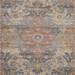 LOLOI CORNELIA PRINTED JUTE + CHENILLE RUG: DENIM, MULTI