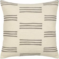 SURYA Pillows + Decor CREAM + GREY OFF-SET STRIPES PILLOW