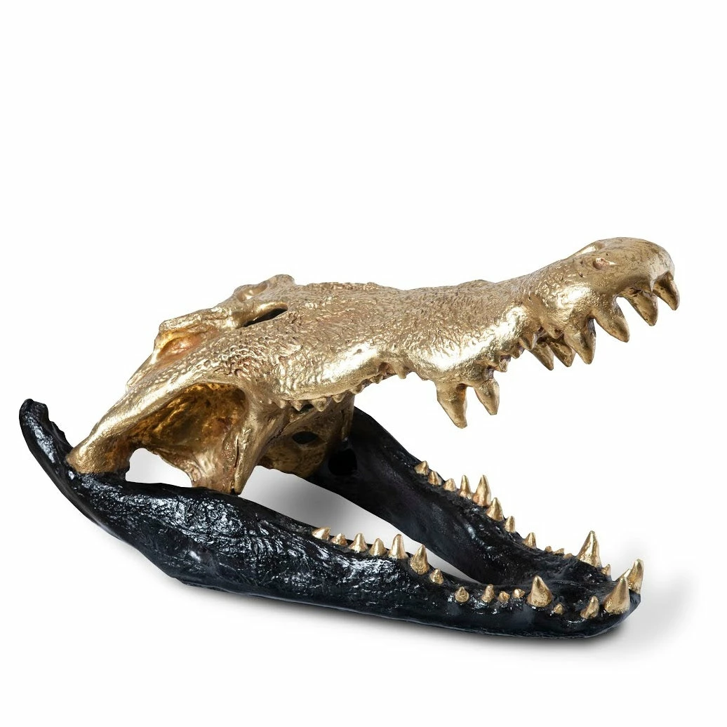 Budget ๐ PHILLIPS COLLECTION CROCODILE SKULL SCULPTURE: BLACK, GOLD Pillows + Decor ๐ 1 PHILLIPS COLLECTION CROCODILE SKULL SCULPTURE: BLACK, GOLD Pillows + Decor