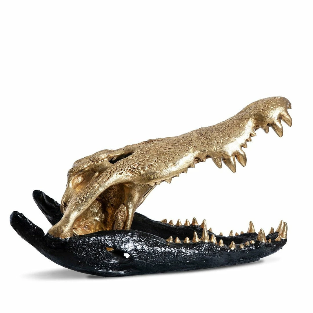 Budget ๐ PHILLIPS COLLECTION CROCODILE SKULL SCULPTURE: BLACK, GOLD Pillows + Decor ๐ 2 PHILLIPS COLLECTION CROCODILE SKULL SCULPTURE: BLACK, GOLD Pillows + Decor