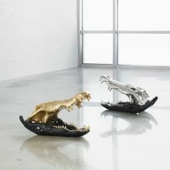 Budget ๐ PHILLIPS COLLECTION CROCODILE SKULL SCULPTURE: BLACK, GOLD Pillows + Decor ๐ 7 PHILLIPS COLLECTION CROCODILE SKULL SCULPTURE: BLACK, GOLD Pillows + Decor