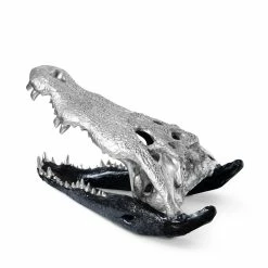 Cheap ⭐ PHILLIPS COLLECTION CROCODILE SKULL SCULPTURE: BLACK, SILVER 🌟 6 PHILLIPS COLLECTION CROCODILE SKULL SCULPTURE: BLACK, SILVER