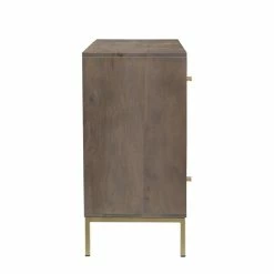 MOES Furniture CUBIC MANGO WOOD + BRASS CHEST