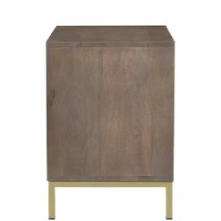 MOES CUBIC MANGO WOOD + BRASS NIGHTSTAND Furniture