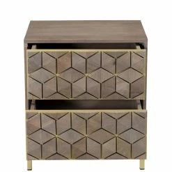 MOES CUBIC MANGO WOOD + BRASS NIGHTSTAND Furniture