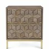MOES CUBIC MANGO WOOD + BRASS NIGHTSTAND Furniture